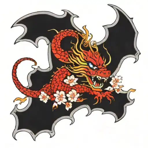 Japanese Dragon With Cherry Blossom