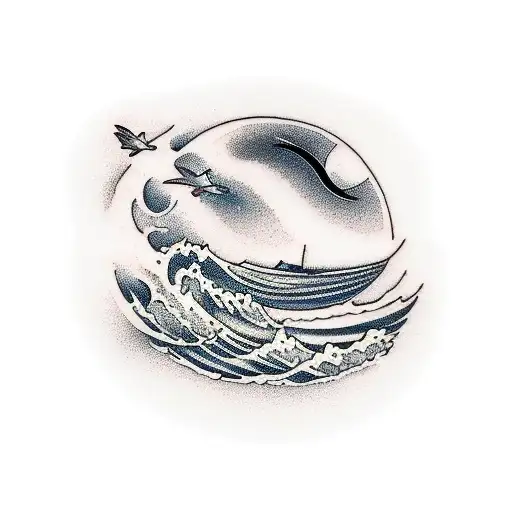 Irish Landscape With Waves And Birds