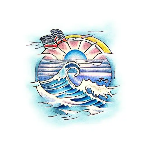 Ocean Waves With Horizon