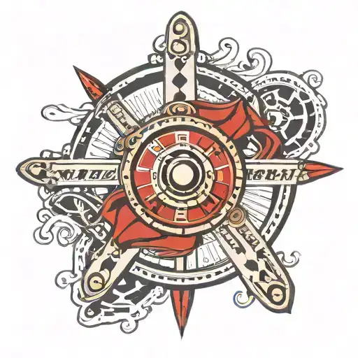 Maltese Cross And Roulette Table With The Ball On 19