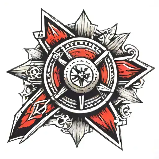 Maltese Cross And Roulette With The Ball On 19 With A Bit Of Red Colour