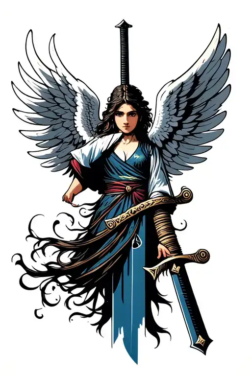 Katana With An Angel Wing Left One Side