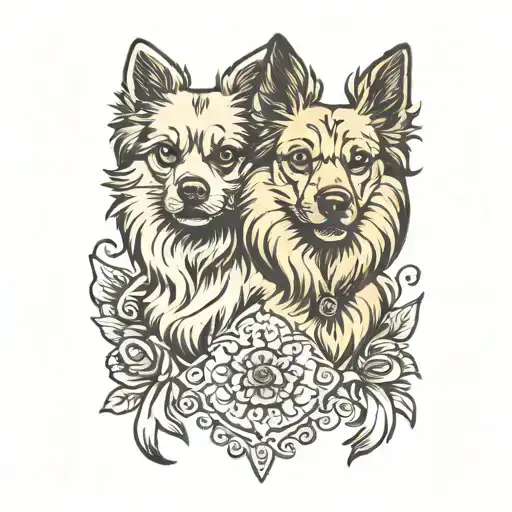 Pomeranian Dog With Great Dane Dog