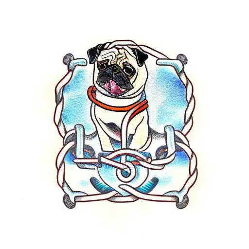 Pug Pulling Anchor Rope