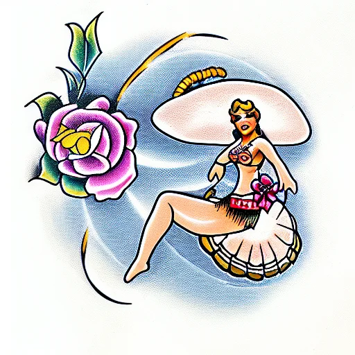 Hula Girl Standing On A Turtle