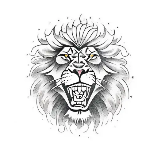 Angry Lion With Arrows Through It