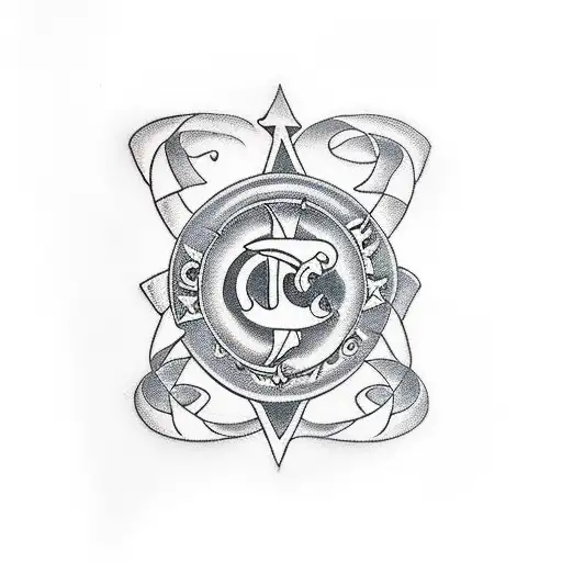 Loves Symbol With Cursive Initals With The Letter C And R