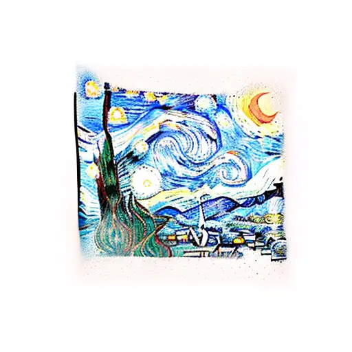 Van Gogh Starry Night Ornament Style Black Elbow