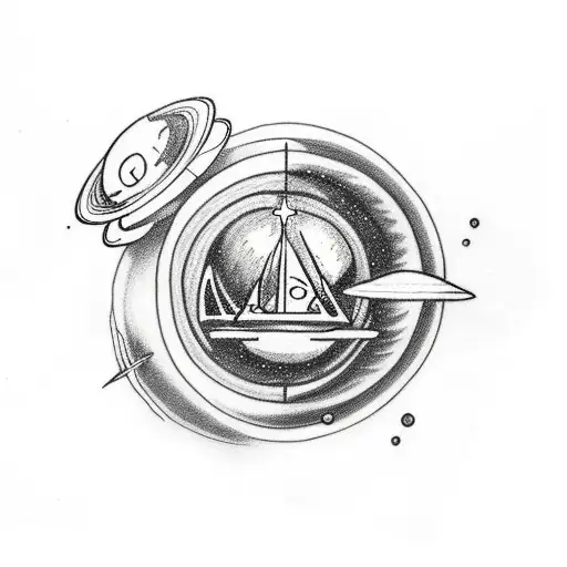 Saturn Sketch With Faith And Karma Words