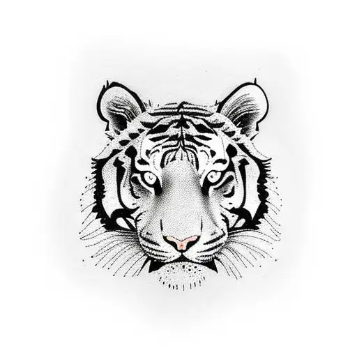 Head Of Tiger Covered With Trees