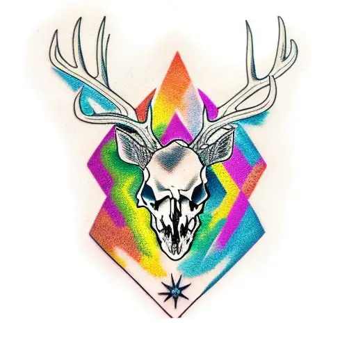 Colorful Deer Skull Chest