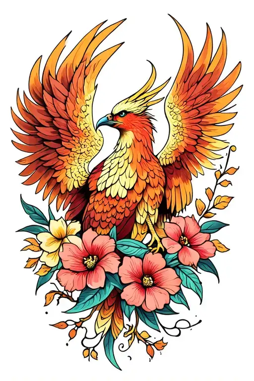 Phoenix With Flowers