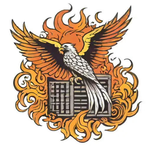 Phoenix Emerging From A Burning Cage