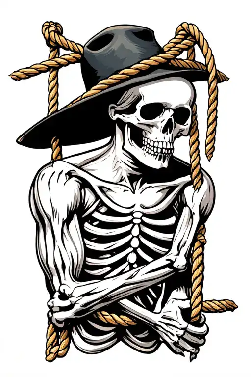 Skelton Being Hung By A Rope Around His Neck