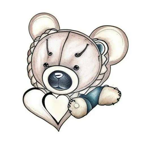 Teddy Bear Hugging Human Heart