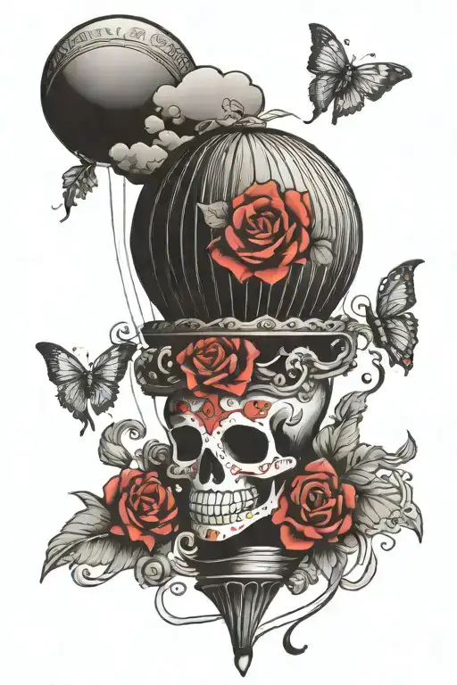 Sugar Skull Design On Hot Air Balloon