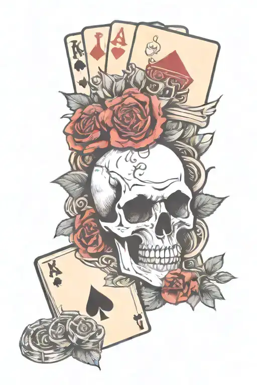 Skull Roses Poker Cards Dice And Gun