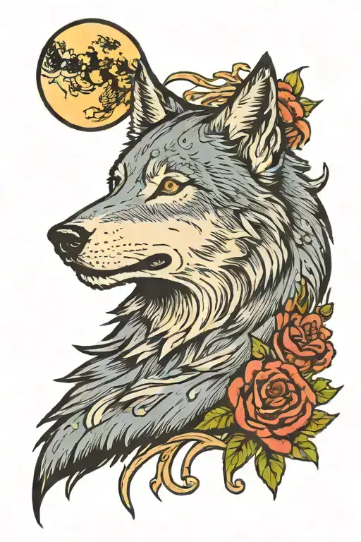 Wolf With Howling The Moon