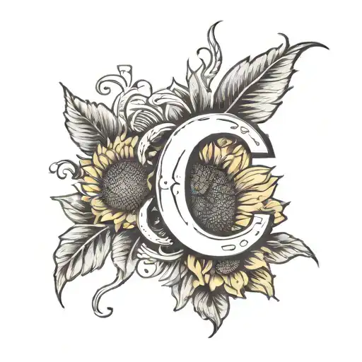 Letter C And Sunflower Bouquet Wrapped Loosely