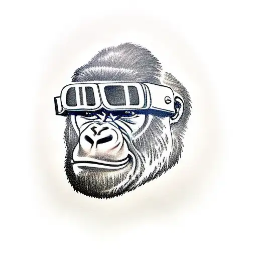 Gorilla With Motorcycle Helmet And Goggles