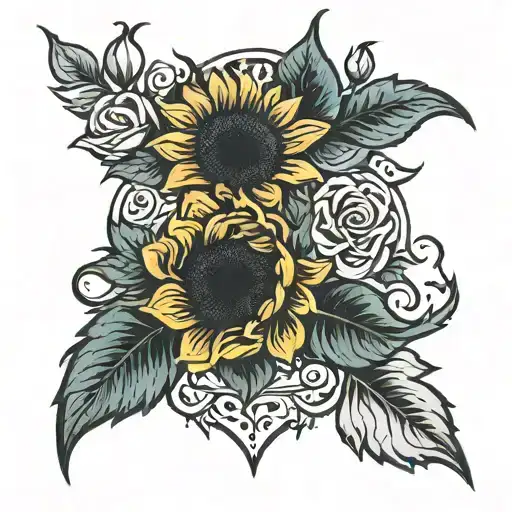 Sunflower And Rose
