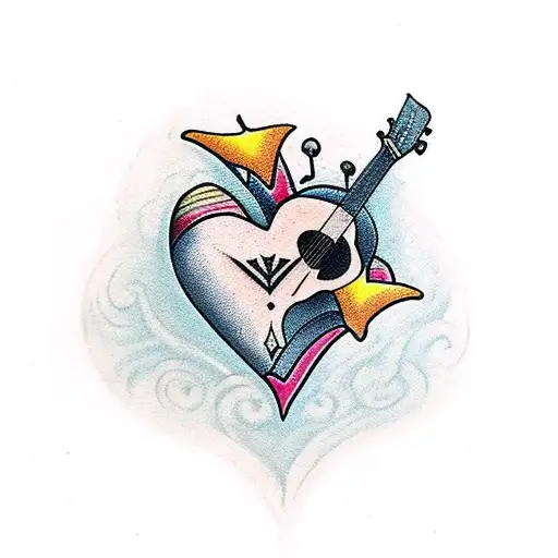 Heart With Guitar Piercing It