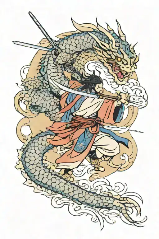 Samurai Slaying Dragon