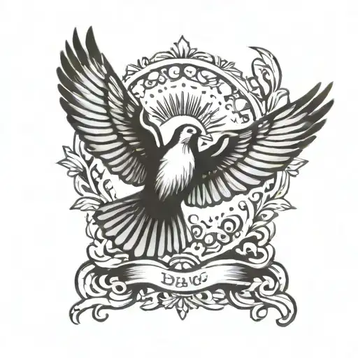 Dove And Crow Flying