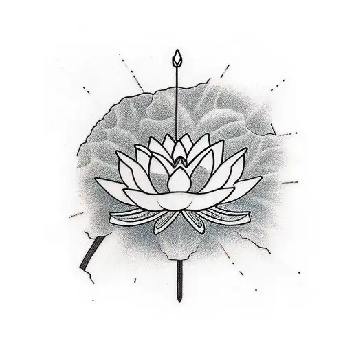 Lotus Flower With Swallow In A Pond In The Middle Of The Desert