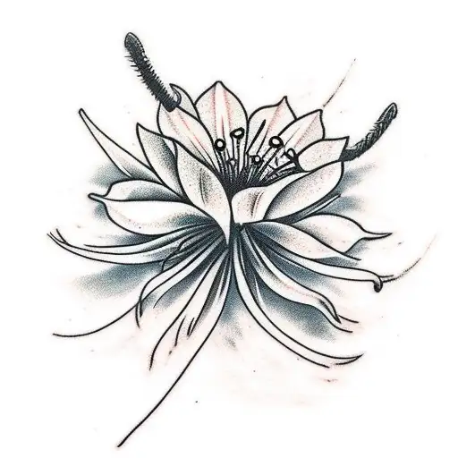 Spider Lily Growing Out Of A Skull