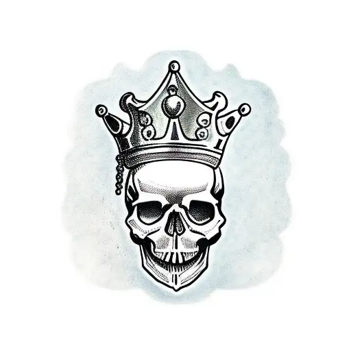 Skull With Crown Whings And Beard