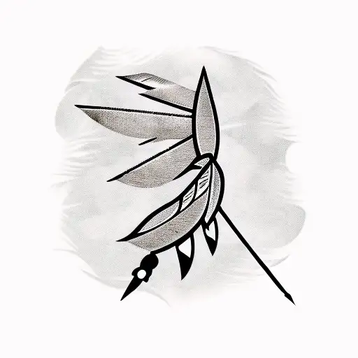 Black And Red Native Made Arrow With Feathers