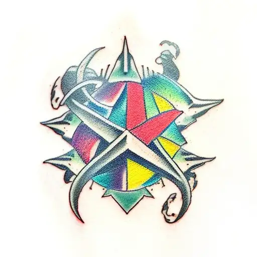 A Tattoo Featuring A Blend Of 80S Metal And Rock Music With A Bethesda Game Theme