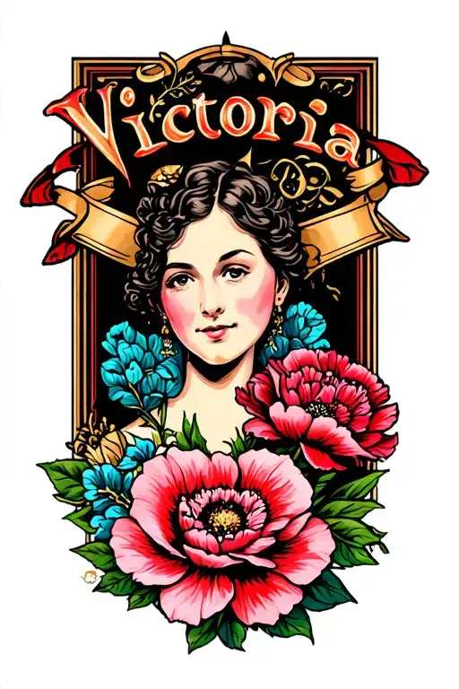 Name Victoria And Carnation Flower Crossed