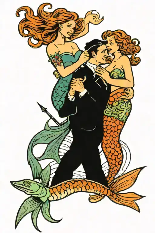 Fisherman And Mermaid Holding