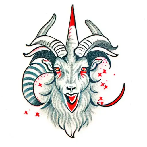 Goat Head Red Black White