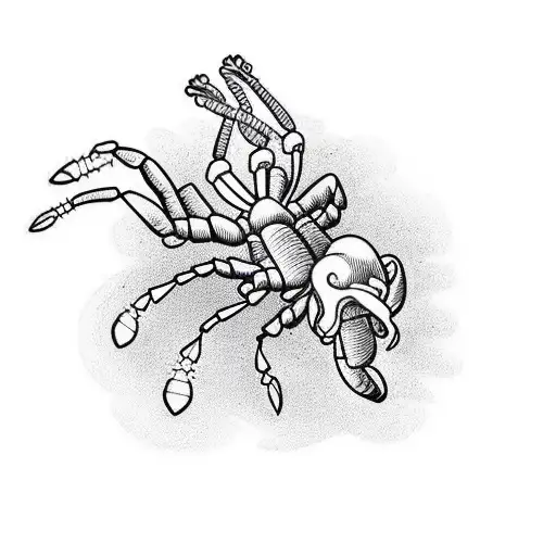 Line Art Scorpion With A Flower For A Tail