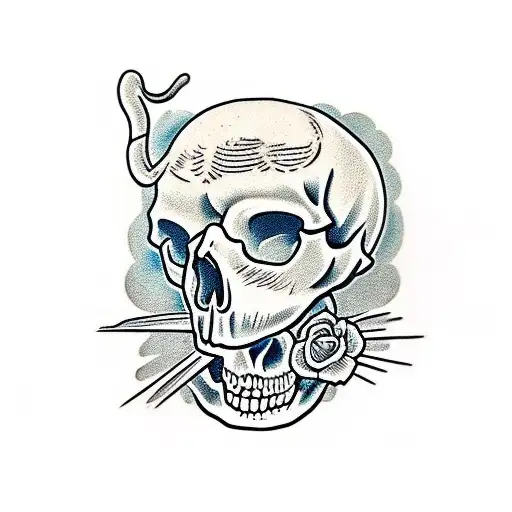 Cats Laying Inside Skull
