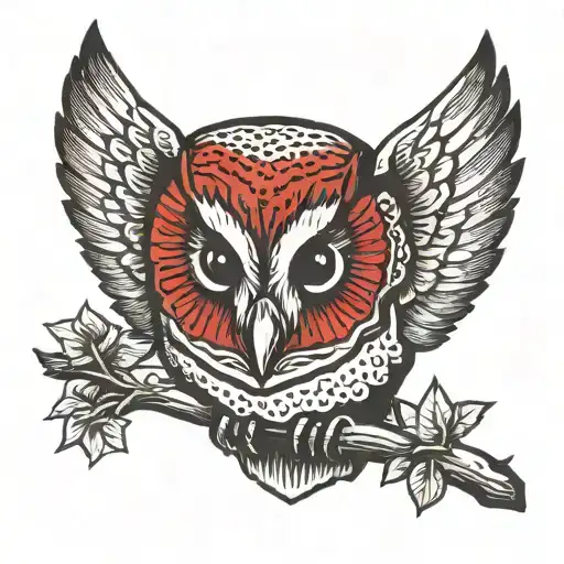 Red And Black Barn Owl Head