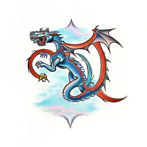 A Dragon Wrapping Around A Panther