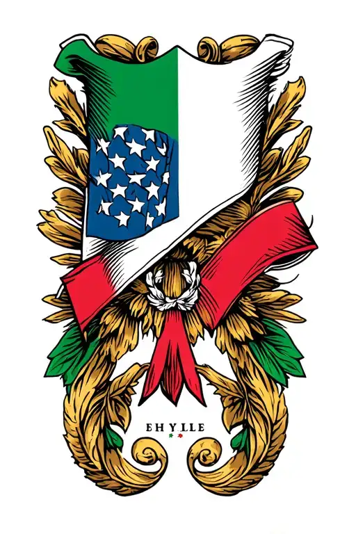 Italian Flag With A Block M Logo