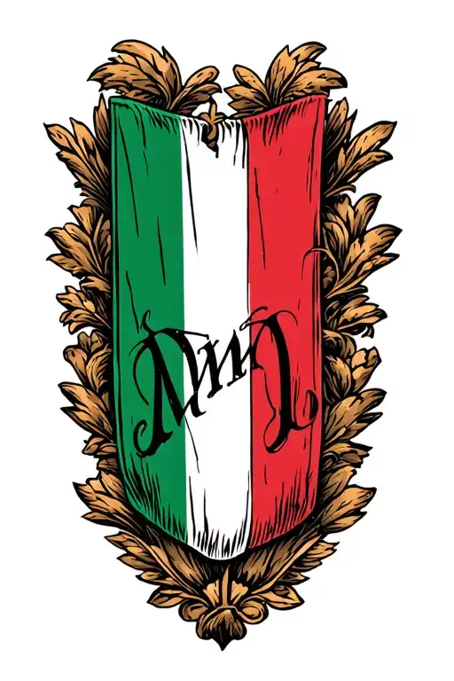 Italian Flag With A Block M Logo Intertwined