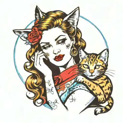 Crying Beautiful Woman Holding A Cat