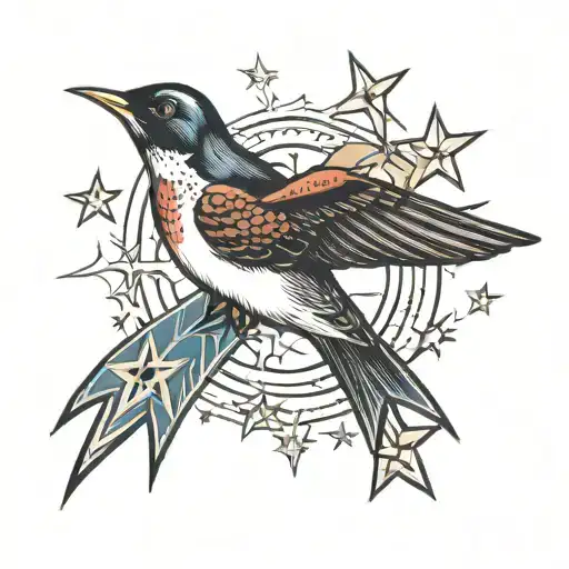 Swallow Carrying A Star