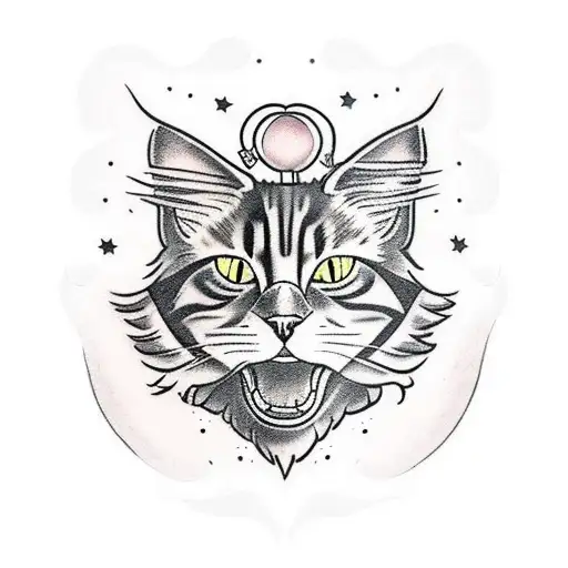 Symetric Maine Coon Cat Head