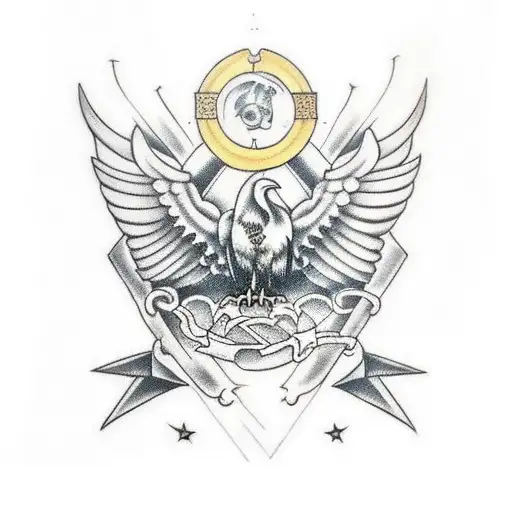 Dark Raven With Ancient Greece Symbols