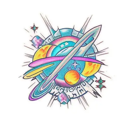 Design A Traditional Style Tattoo Featuring Healing Crystals In Outer Space