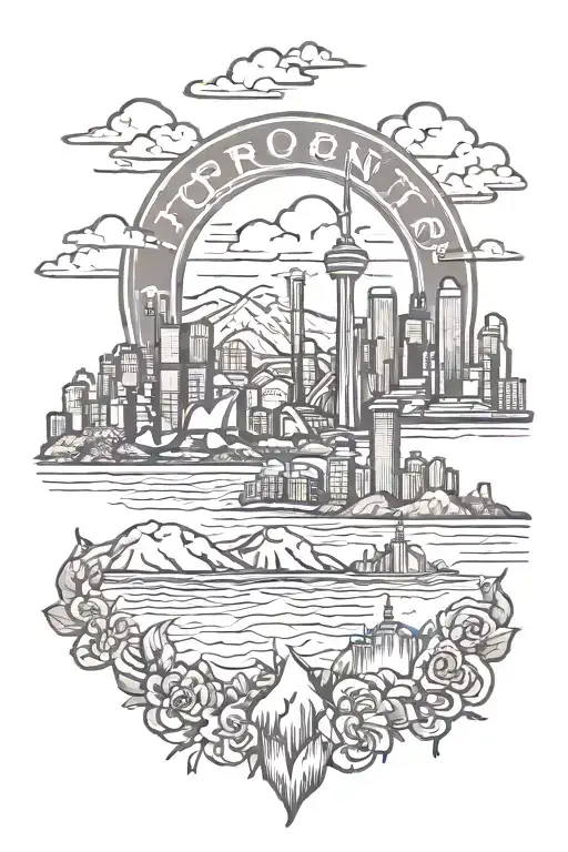 Toronto Skyline And Alberta Mountain Range