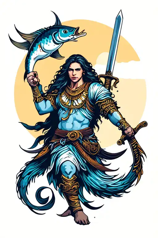 Pisces Warrior Wielding A Sword