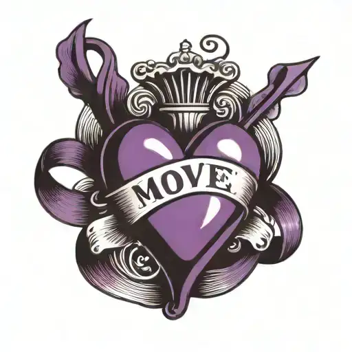 Purple Heart With The Words Move With Love Letter Written